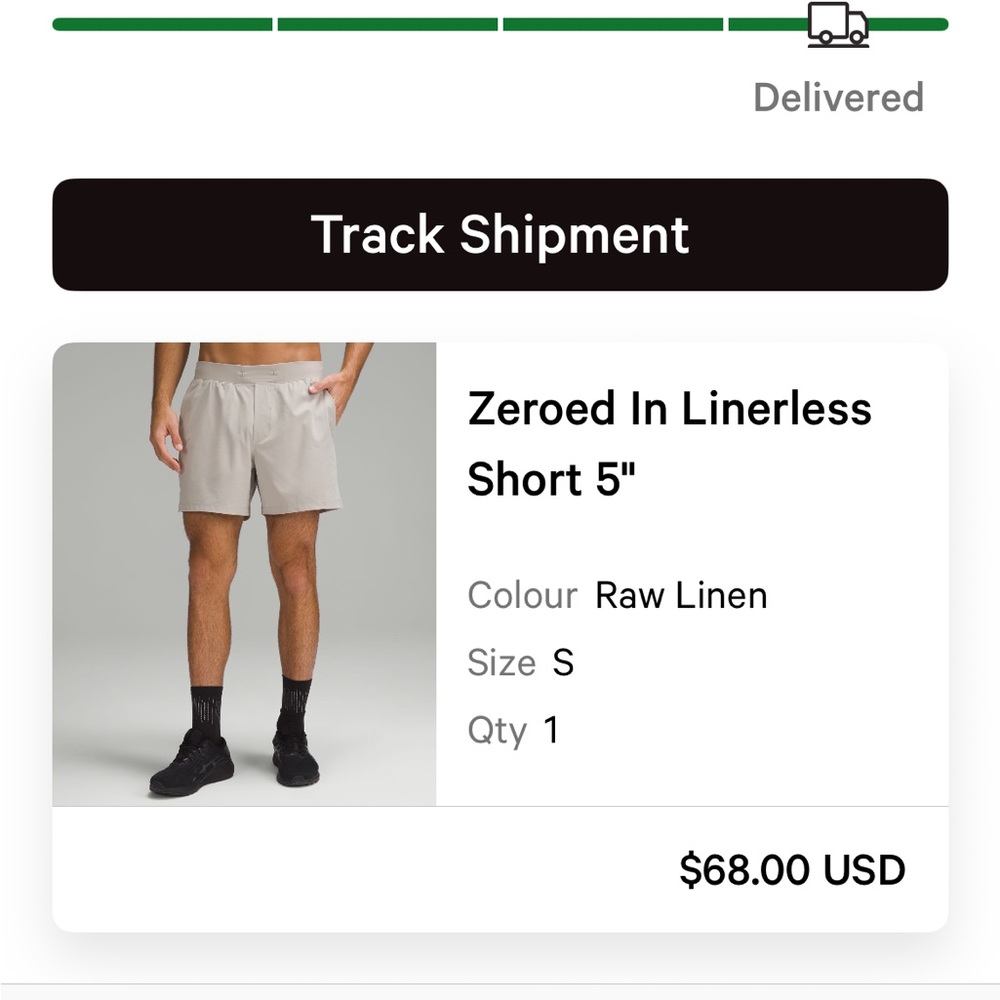 Like new Lululemon Zeroed In Linerless Short 5” in Raw Linen (a light tan)